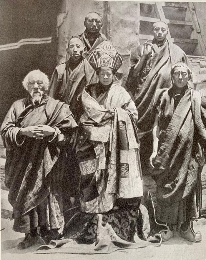 The Ninth Peling and his monks at Lhalung monastery in Tibet (Photo: J.C White)